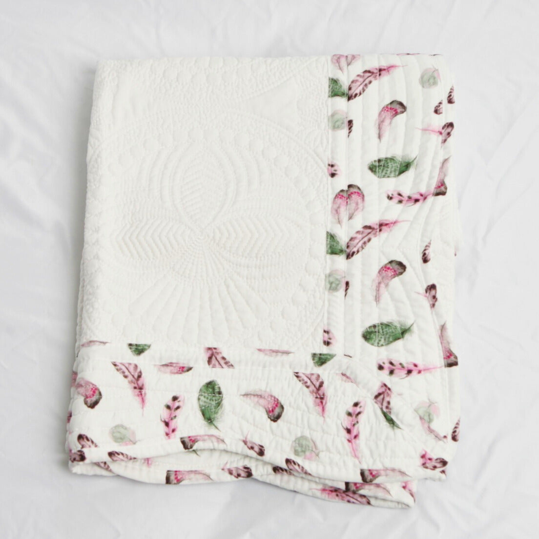 Pink Feather Print Quilt